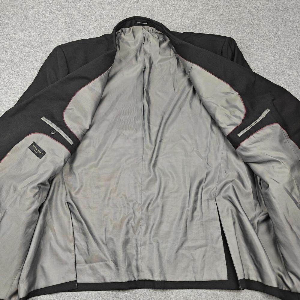 Pronto Uomo Blazer Mens 60L Big & Tall Black Wool Two Button Sport Coat Jacket - Picture 4 of 14
